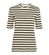 Jil Sander Black And White Knitted Striped T-shirt In Cotton Woman In Grey