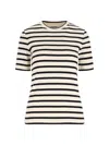 Jil Sander Black And White Knitted Striped T-shirt In Cotton Woman