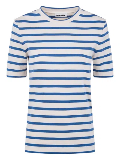 Jil Sander Crewneck Short Sleeves Stripes T-shirt Clothing In Blue