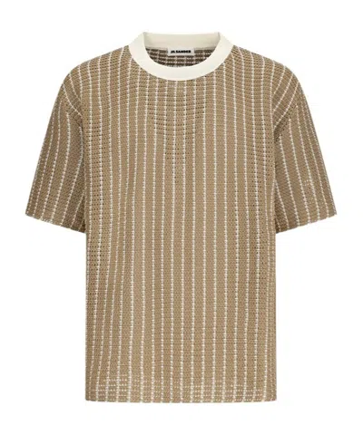 Jil Sander Striped Open-knit T-shirt In Green
