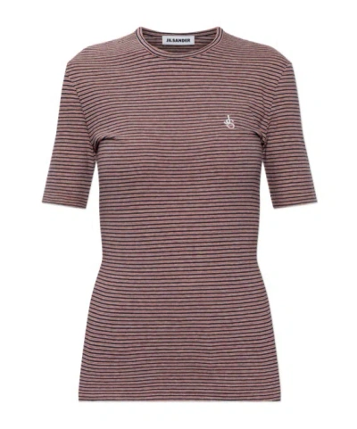 Jil Sander Striped T-shirt In Brown