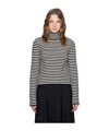 Jil Sander Black & Off-white Striped Turtleneck In Black