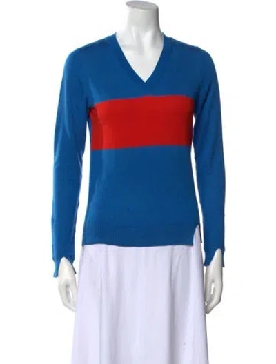 Pre-owned Jil Sander Striped V-neck Sweater In Blue