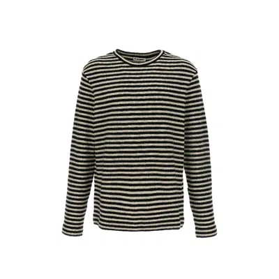 Jil Sander Striped Wool Compact Jersey T-shirt In White