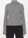 Jil Sander Striped High-neck Boiled Wool Knit Pullover Sweater