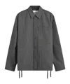 Jil Sander Striped Wool Shirt Jacket In Black