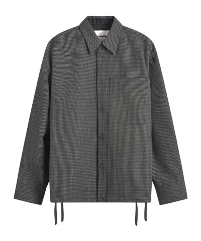 Jil Sander Striped Wool Shirt Jacket In Black