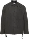 Jil Sander Striped Wool Shirt Jacket In Grey