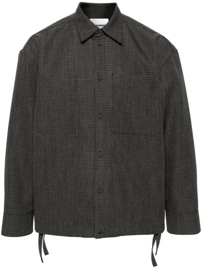 Jil Sander Striped Wool Shirt Jacket In Grey