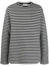 Jil Sander Striped Cotton Sweater In Neutrals
