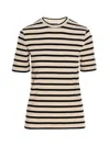 Jil Sander Black And White Knitted Striped T-shirt In Cotton Woman