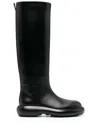 Jil Sander Long Black Boots With Smooth Leather Finish In Black