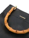 Jil Sander Structured Black Tote Bag With Bamboo-style Handles And Gold Accents In Black