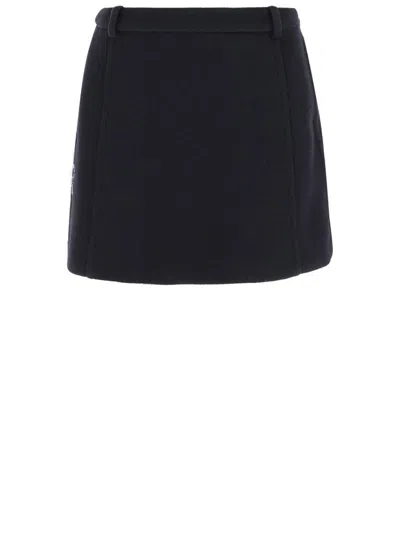 Jil Sander Structured Black Wool Skirt With Belt Loops