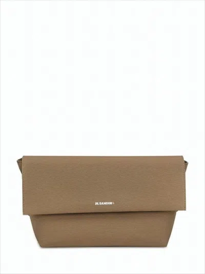 Jil Sander Structured Brown Crossbody Bag With Fold-over Flap