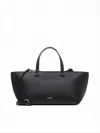 Jil Sander Structured Calf Leather Tote Bag With Zippered Compartment In Black