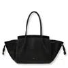Jil Sander Structured Leather Handbag With Drawstring Detail In Black