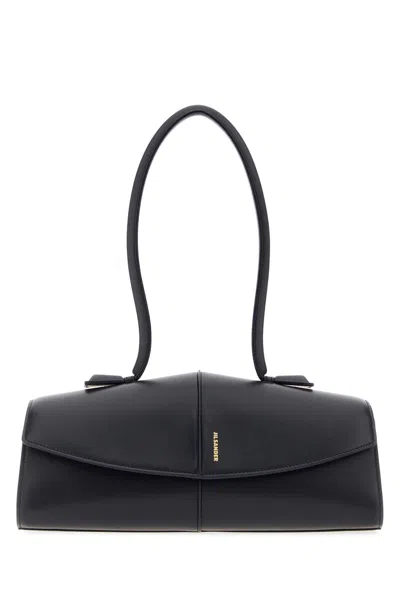 Jil Sander Structured Leather Shoulder Bag In Black