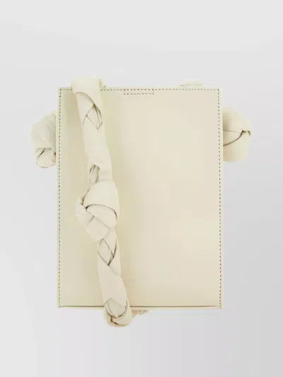 Jil Sander Structured Leather Tangle Bag With Open Top In Cream