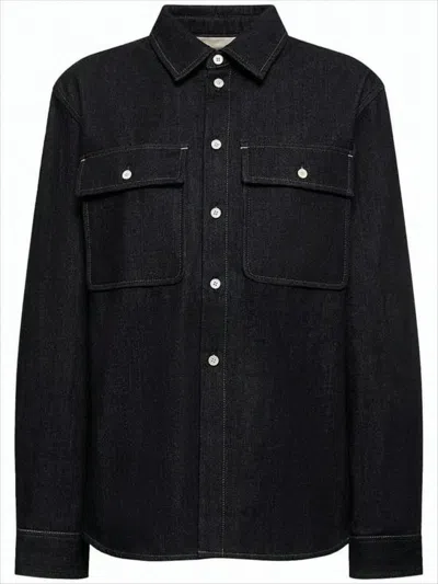 Jil Sander Structured Silhouette Button-down Shirt With Flap Pockets In Black
