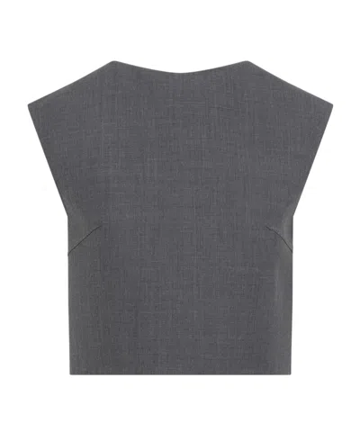 Jil Sander Twill Crop Top In Gray