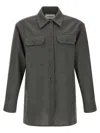 Jil Sander Structured Wool Canvas Shirt With Minimalist Design In Gray