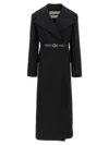 Jil Sander Long Coat With Belted Waist And Wide Lapels In Black