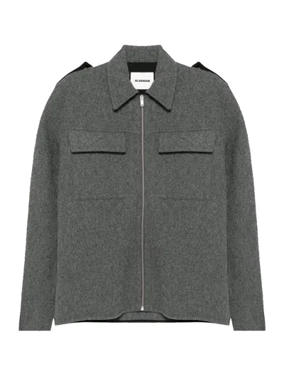 JIL SANDER STRUCTURED WOOL SHIRT