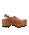 Jil Sander Leather Clogs With Chunky Sole And Studded Embellishments In Brown