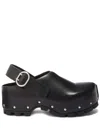 Jil Sander Stud-embellished Leather Clogs In Black