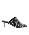 Jil Sander Black Mules With Low Heel And All-over Stud Embellishments In Leather Woman In Black