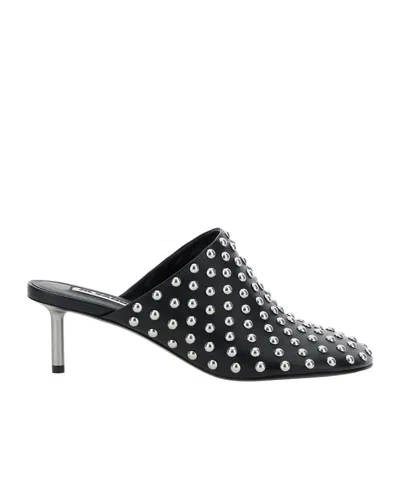 JIL SANDER JIL SANDER STUD EMBELLISHED ROUND TOE MULES
