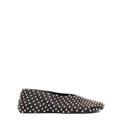 Jil Sander Studded Ballerina Shoes In Black