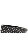Jil Sander Black Ballet Flats With All-over Stud In Black