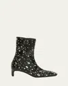 Jil Sander Studded Leather Kitten-heel Booties In Black