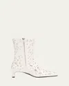 Jil Sander Studded Leather Kitten-heel Booties In Porcelain