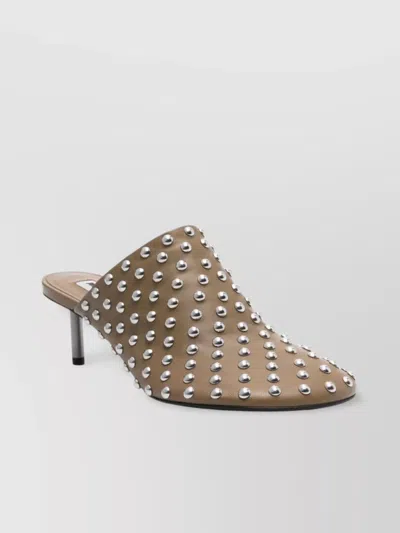 Jil Sander Women's Mule Tachuelas-tacon Metal Verde | Size It 39 | J15wp0165p8173702 In Brown