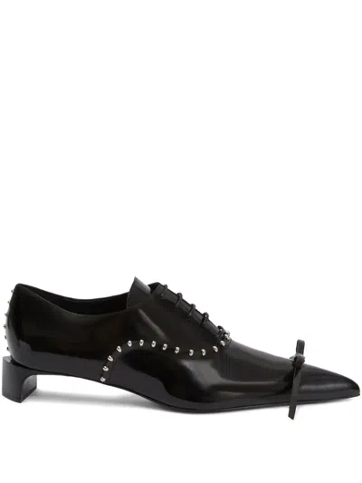 Jil Sander Studded Patent Leather Oxford Shoes In Black