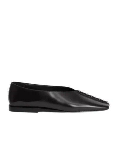 Jil Sander Studded Pointed-toe Flats In Black