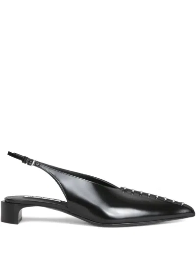 Jil Sander Studded Slingback Pumps In Black