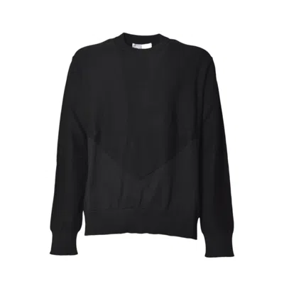 Jil Sander Subtle V-knit Black Sweater With Classic Crew Neckline