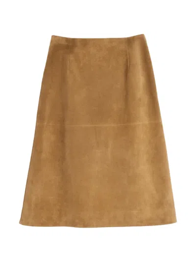 Jil Sander Suede A-line Skirt In Brown