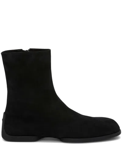 Jil Sander Suede Ankle Boots In Black