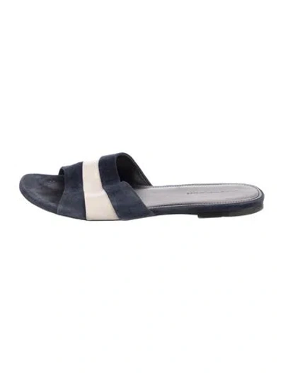 Pre-owned Jil Sander Suede Colorblock Pattern Slides In Blue