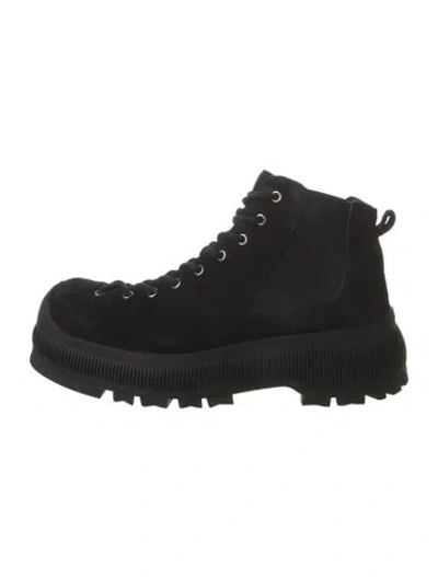 Pre-owned Jil Sander Suede Combat Boots In Black