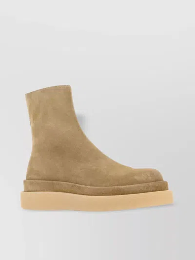 JIL SANDER SUEDE FLAT SOLE ANKLE BOOTS