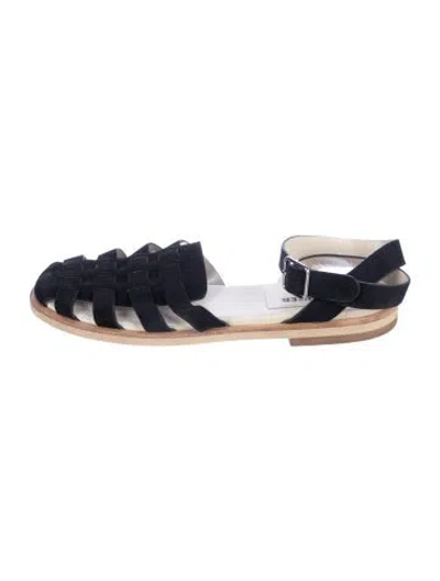 Pre-owned Jil Sander Suede Flats In Blue