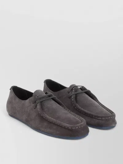 Jil Sander Suede Lace Up Moccasin Style Loafers Rubber In Brown