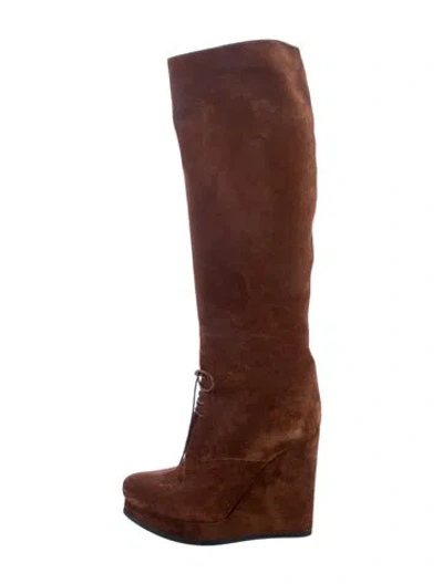 Pre-owned Jil Sander Suede Lace-up Boots In Brown