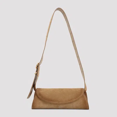 Jil Sander Suede Mini Cannolo Handbag In Nude & Neutrals